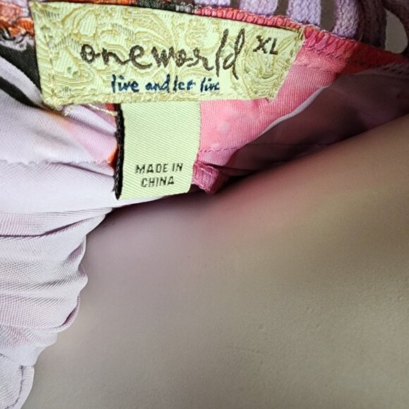 One World Dress Womens Size XL Purple Orange Floral Pullover Sublimation - Picture 6 of 8